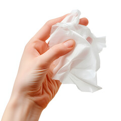 Using hand wipes or wet wipes isolated on white background, hyperrealism, png
