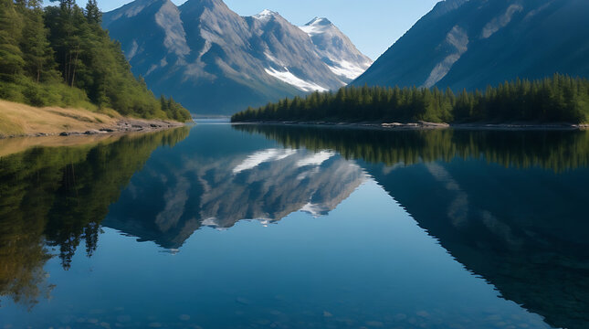 Natures beauty reflected in tranquil mountain waters without anything else