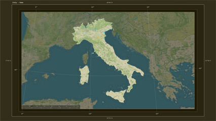 Italy composition. OSM Topographic Humanitarian style map