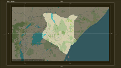 Kenya composition. OSM Topographic Humanitarian style map