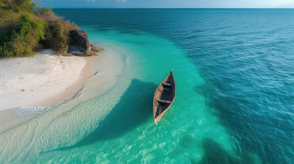 Muurstickers aerial view of the pamunda island, Zanzibar © STORYTELLER AI