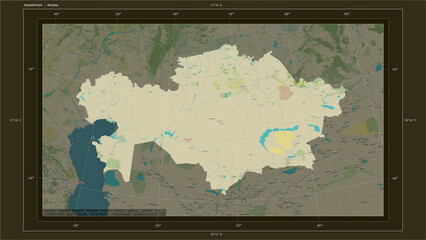Kazakhstan composition. OSM Topographic Humanitarian style map