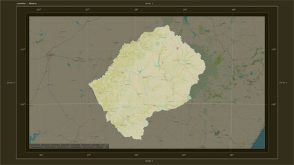 Lesotho composition. OSM Topographic Humanitarian style map