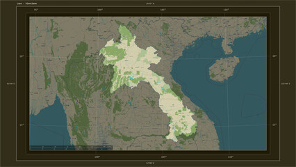 Laos composition. OSM Topographic Humanitarian style map