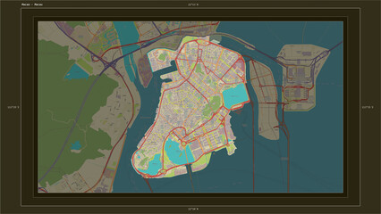 Macao composition. OSM Topographic Humanitarian style map