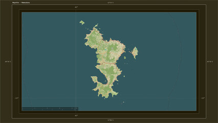 Mayotte composition. OSM Topographic Humanitarian style map