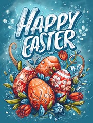 Happy Easter background, poster card, Jesus Christ