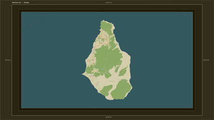 Montserrat composition. OSM Topographic Humanitarian style map