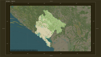 Montenegro composition. OSM Topographic Humanitarian style map