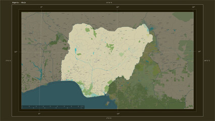 Nigeria composition. OSM Topographic Humanitarian style map