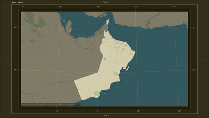 Oman composition. OSM Topographic Humanitarian style map