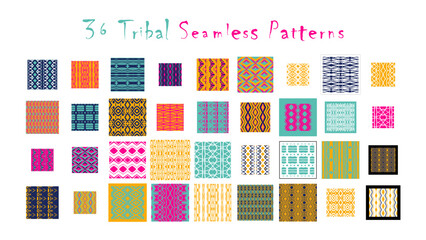 Set of 36 tribal seamless patterns