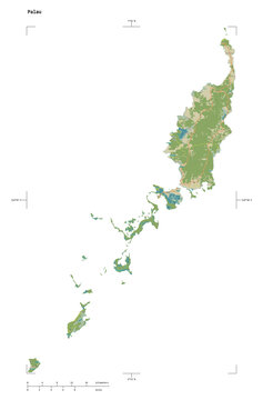 Palau shape isolated on white. OSM Topographic Humanitarian style map
