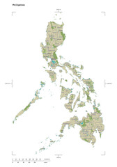 Philippines shape isolated on white. OSM Topographic Humanitarian style map
