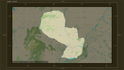Paraguay composition. OSM Topographic Humanitarian style map