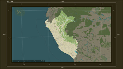 Peru composition. OSM Topographic Humanitarian style map