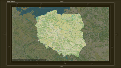 Poland composition. OSM Topographic Humanitarian style map