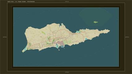 Saint Croix - U.S. Virgin Islands composition. OSM Topographic Humanitarian style map