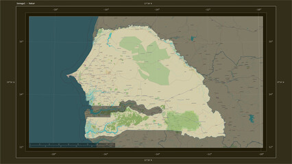 Senegal composition. OSM Topographic Humanitarian style map