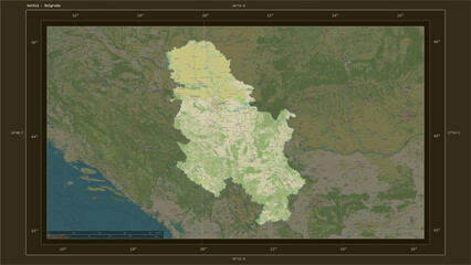 Serbia composition. OSM Topographic Humanitarian style map