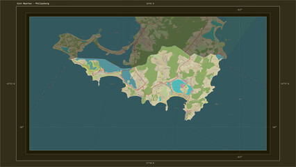 Sint Maarten composition. OSM Topographic Humanitarian style map
