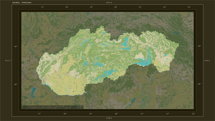 Slovakia composition. OSM Topographic Humanitarian style map