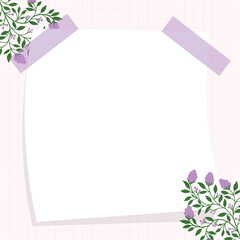 Cute kawaii floral notepad memo pad and social media background