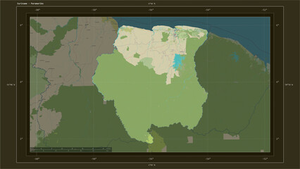 Suriname composition. OSM Topographic Humanitarian style map