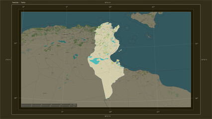 Tunisia composition. OSM Topographic Humanitarian style map