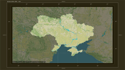 Ukraine before 2014 composition. OSM Topographic Humanitarian style map