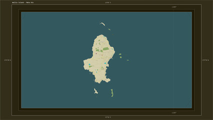 Wallis Island composition. OSM Topographic Humanitarian style map