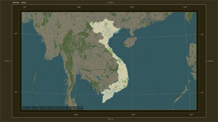 Vietnam composition. OSM Topographic Humanitarian style map