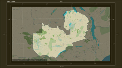 Zambia composition. OSM Topographic Humanitarian style map