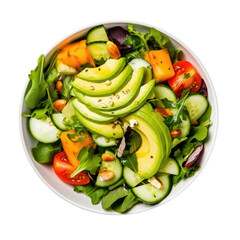 Top view Vegetable salad on white background