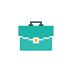 pixel briefcase  icon.  Vector pixel art briefcase 8 bit logo for game