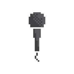 pixel Podcast  icon.  Vector pixel art microphone 8 bit logo for game