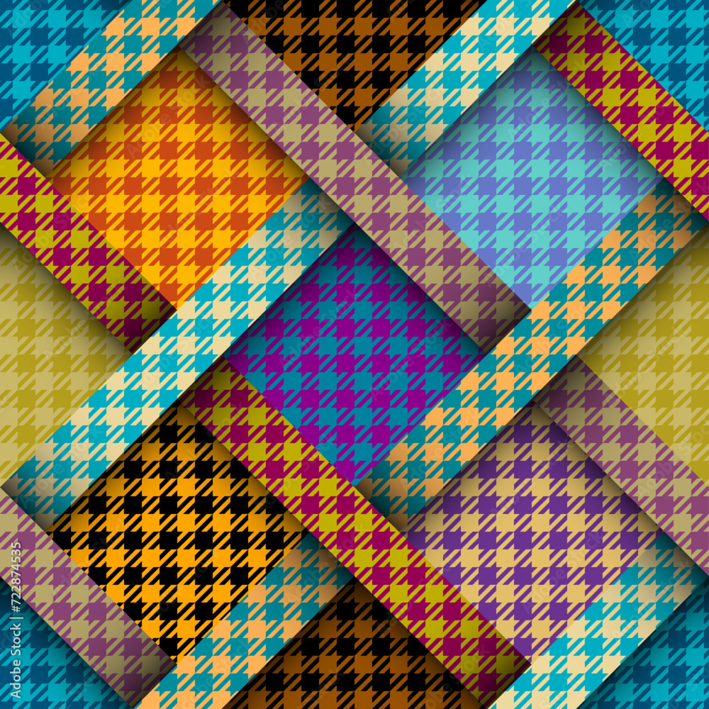 Poster Abstract seamless pattern. Textile diagonal plaid vector pattern. Ribbons pattern