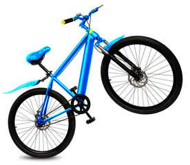 Blue Mountain Bike on white, Mountain Bicycle Isolated on White background, With work path.