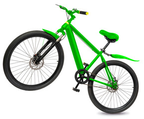 Green Mountain Bike on white, Mountain Bicycle Isolated on White background, With work path.