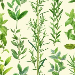Flavorful Impressions Seamless Tarragon Illustration for Packaging, Labels, Boxes