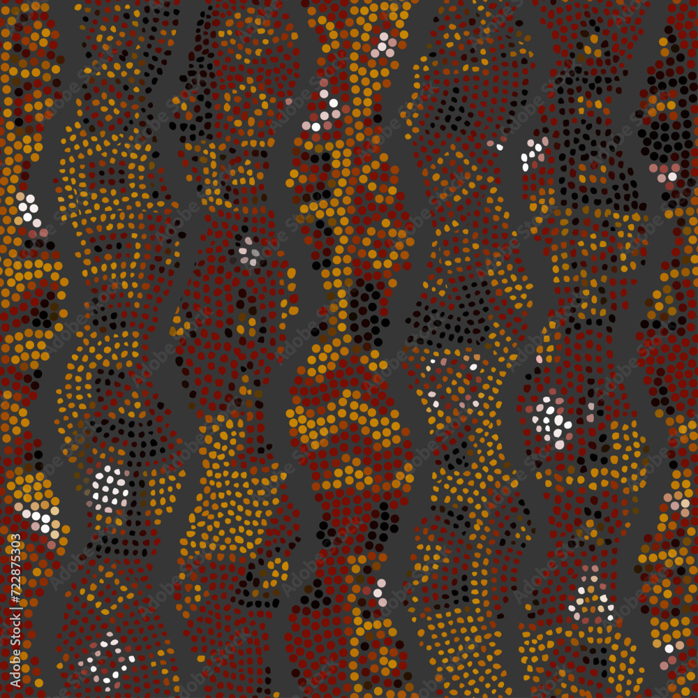 Poster Grunge random polka dot Vector Seamless Pattern made in ethnic style. African traditional design. Creative boho pattern.