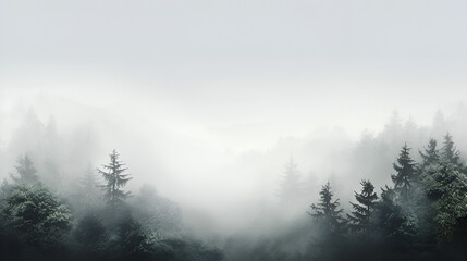 Whispering Veils: A Journey Through the Enigmatic and Mystical Foggy Forest - obrazy, fototapety, plakaty