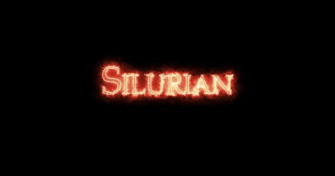 Silurian, geologic period, written with fire. Loop