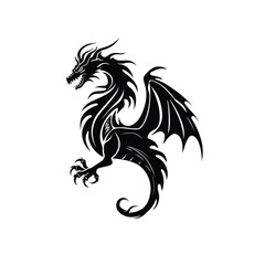 Dragon silhouette icon isolated on white background.