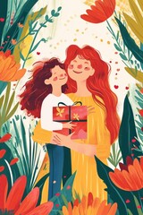 Colorful poster capturing the love between a mom and her child on Mother's Day.