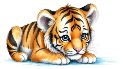  Cute and Sad Tiger Cub Artwork for Children