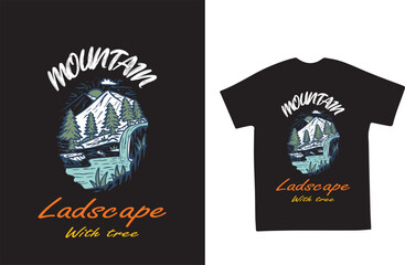 Mountain Landscape with Tree T-shirt design-2024