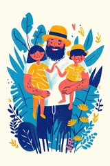 Vibrant poster captures the happiness of Father's Day celebration.