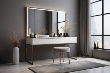 Fototapeta na wymiar minimalistic dressing table interior concept