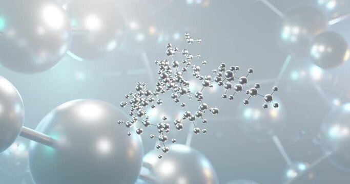 Colistin rotating 3d molecule, molecular structure of polymyxin e, seamless video